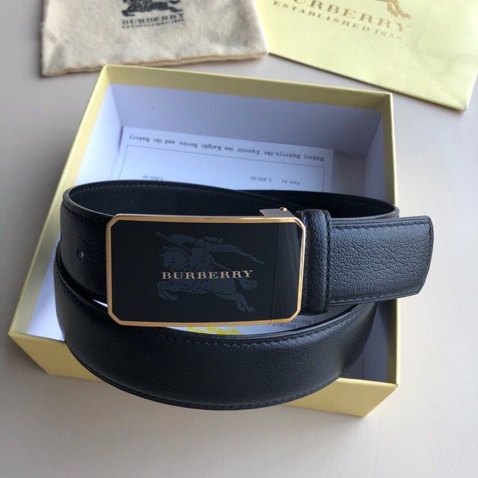 Burberry Men s cowhide belt resin craft logo war horse metal buckle 3.5cm cowhide belt