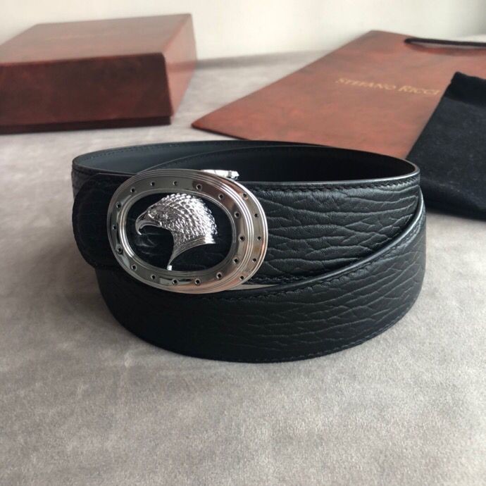 Stefano Ricci 3.8cm men s eagle leather belt with metal buckle