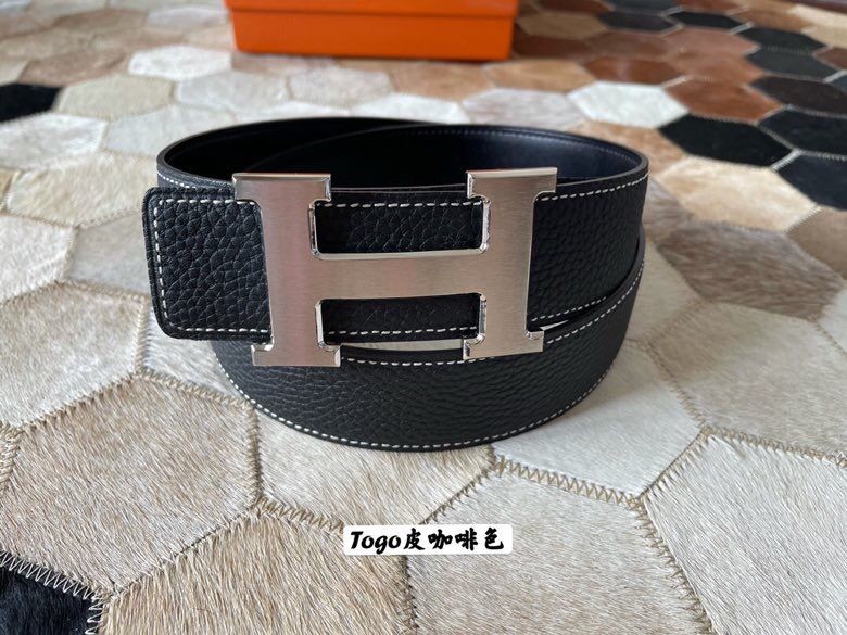 Hermes Togo leather stainless steel buckle 38mm men s belt