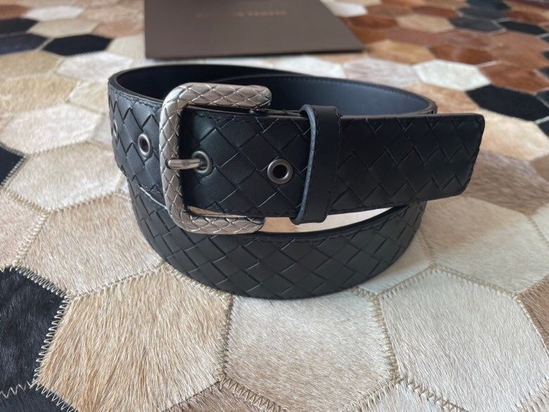 Bottega Veneta Men s hand-woven cowhide pattern carved buckle belt 3.5cm