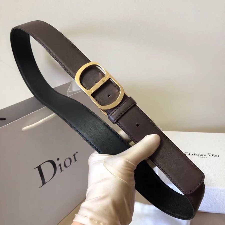 Dior Leather belt with stainless steel CD buckle