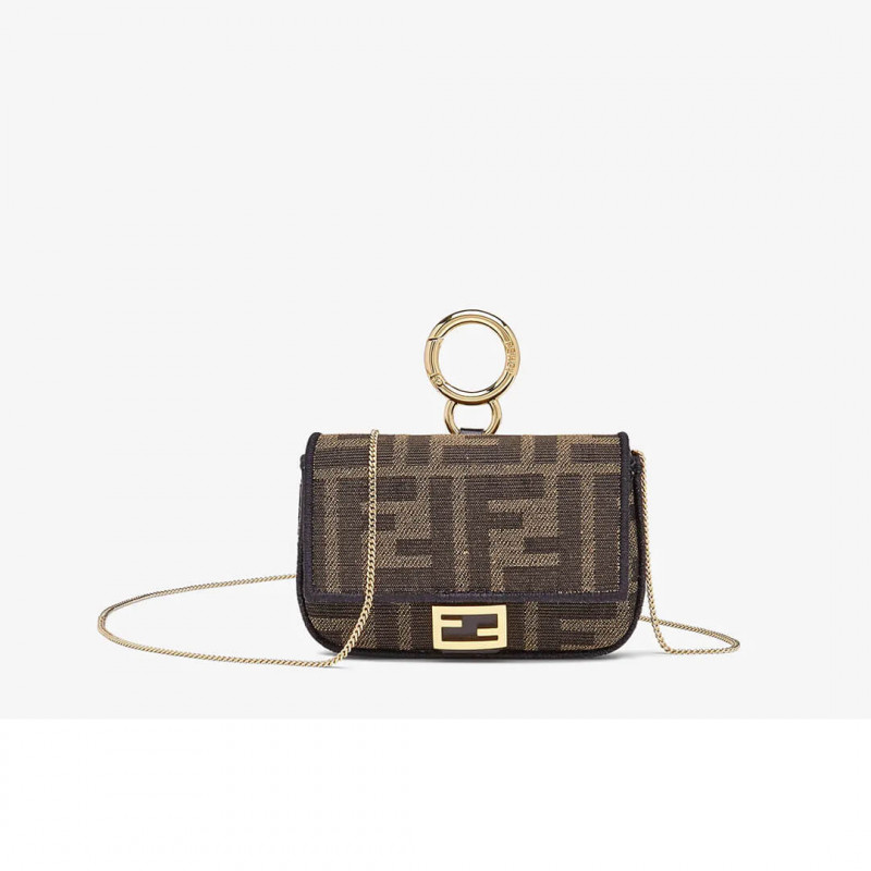 Fendi Nano Baguette Charm in Brown Fabric 7AR844