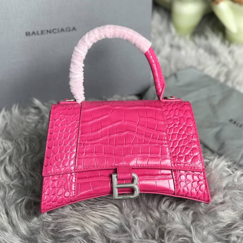 Balenciaga Hourglass S Croc-Effect Leather Tote