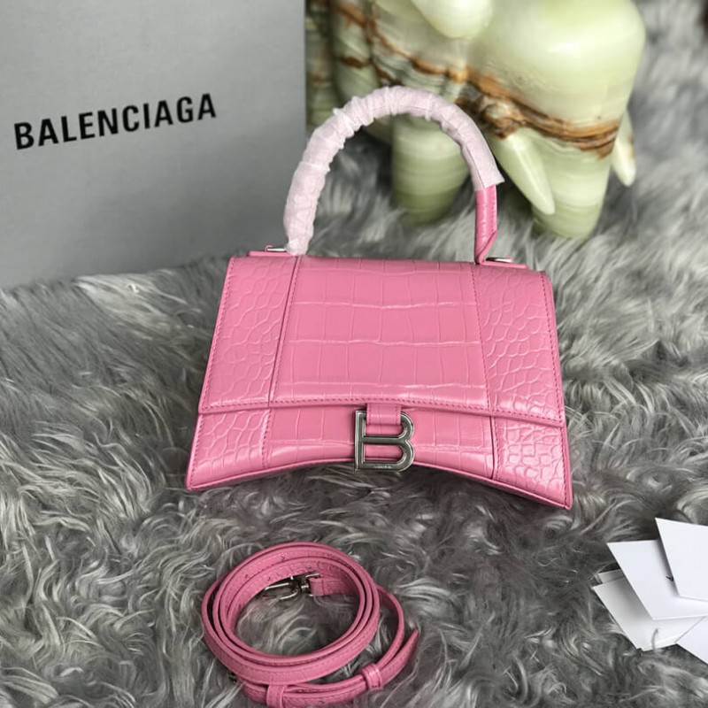 Balenciaga Hourglass S Croc-Effect Leather Tote