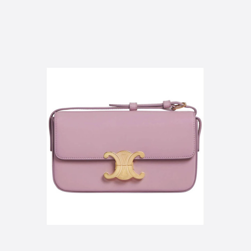 Celine Triomphe Shoulder Bag In Shiny Calfskin 194143 Lavender Grey