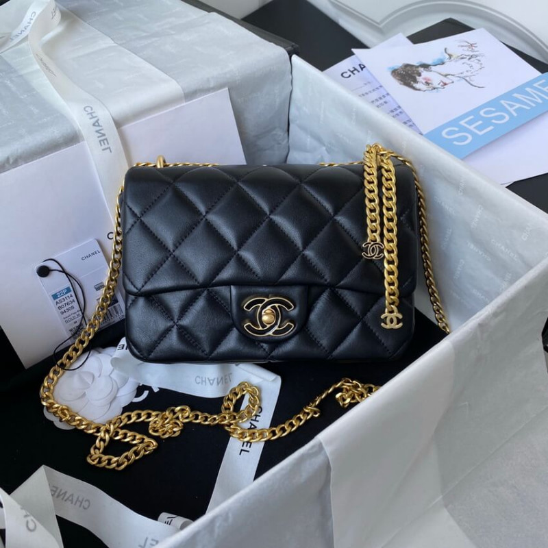 Chanel Small Flap Bag in Lambskin with Enamel CC AS3114