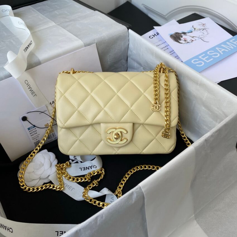 Chanel Small Flap Bag in Lambskin with Enamel CC AS3114