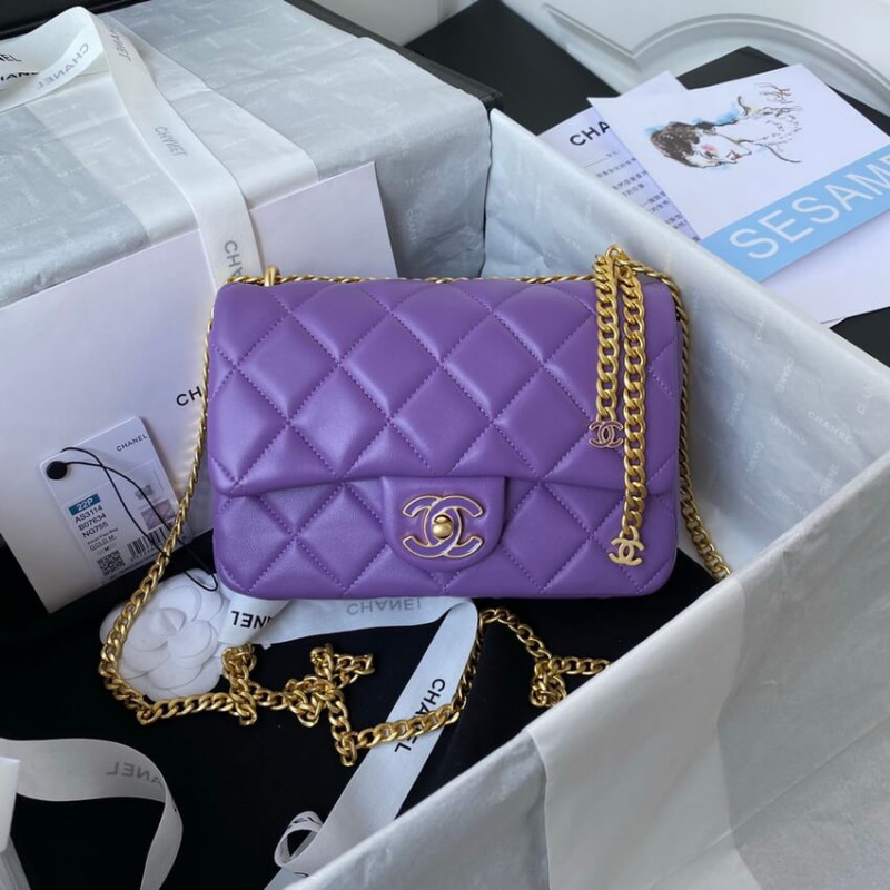 Chanel Small Flap Bag in Lambskin with Enamel CC AS3114