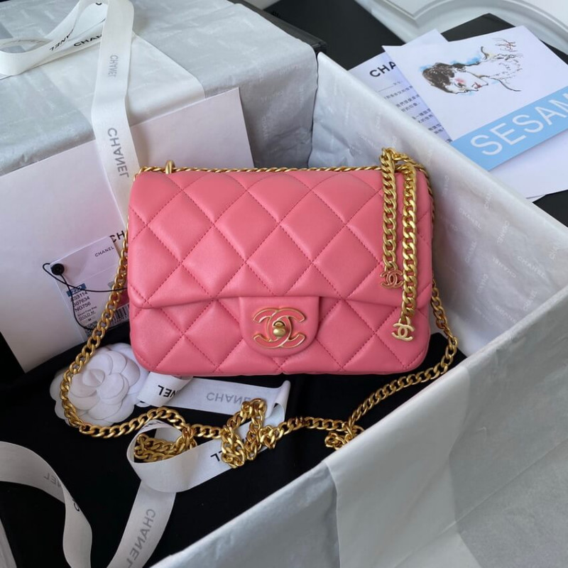 Chanel Small Flap Bag in Lambskin with Enamel CC AS3114