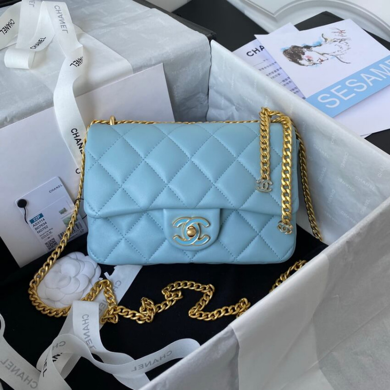 Chanel Small Flap Bag in Lambskin with Enamel CC AS3114