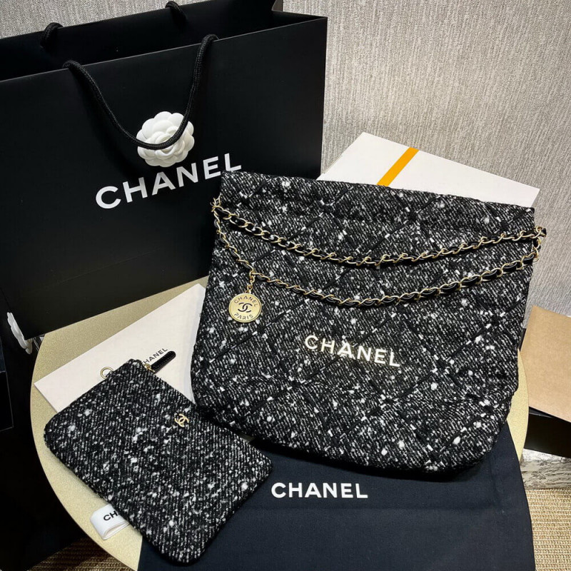 Chanel 22 Small Handbag in Grey Canvas