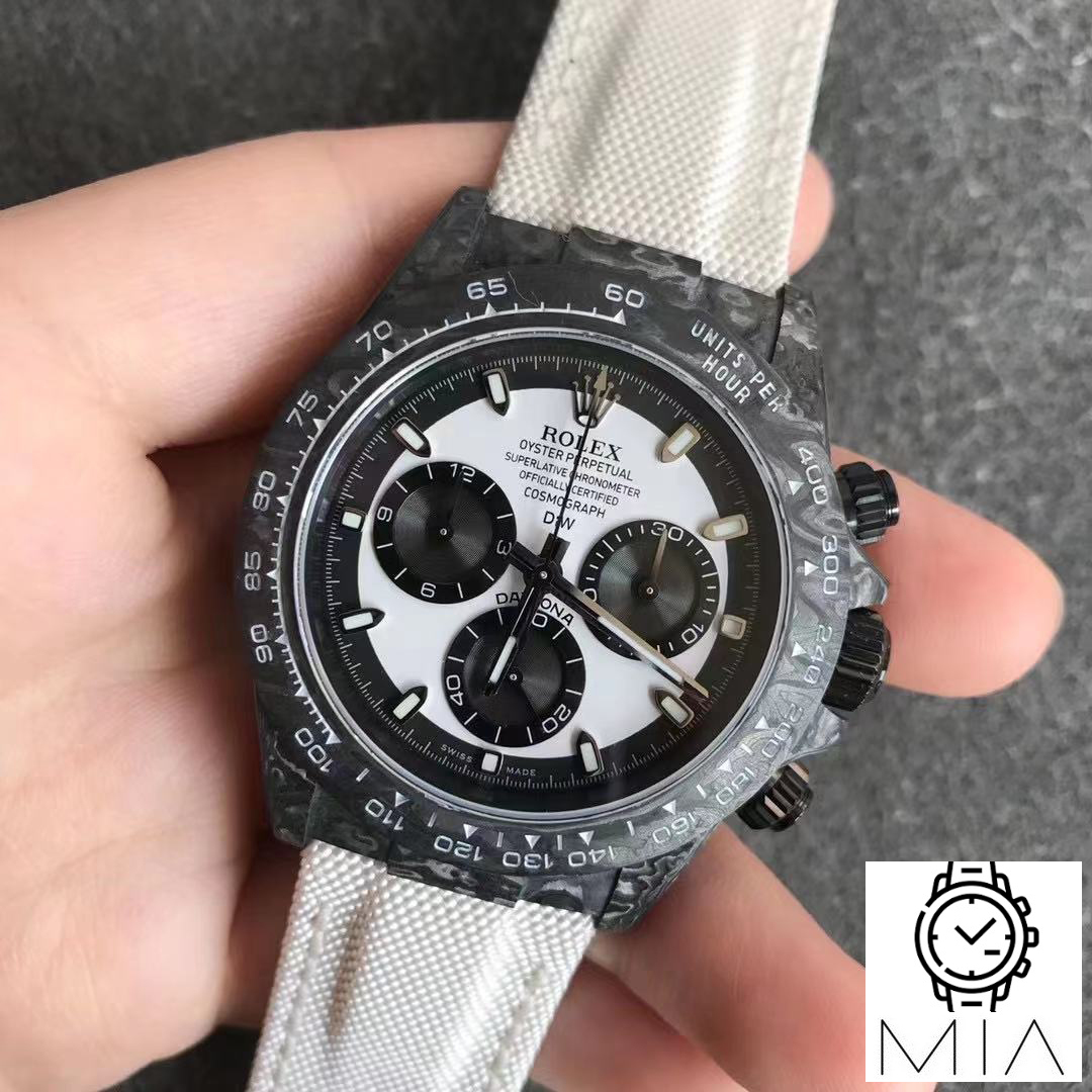 Rolex Daytona Cosmograph Carbon Fiber Diw Customized Version Noob Factory White Dial