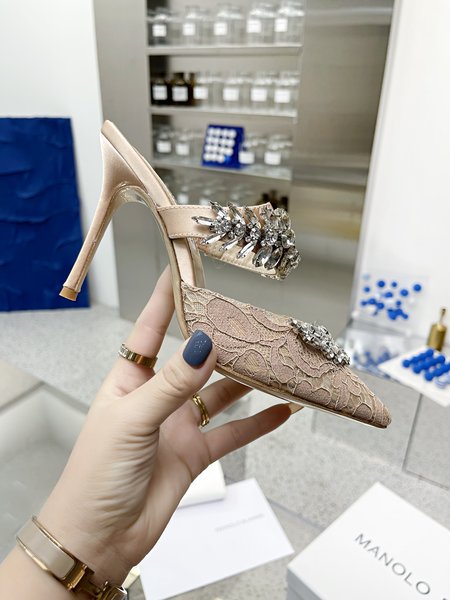 Manolo Blahnik crystal silk pumps