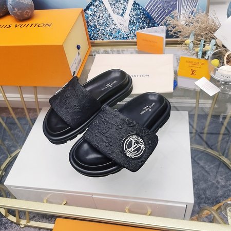 Louis Vuitton Flat Sandals Slippers MonoGram Denim