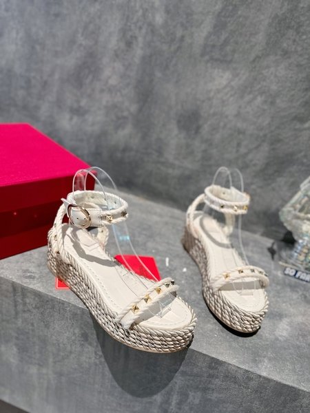 Valentino Rock Studs rope braided wedge sandals