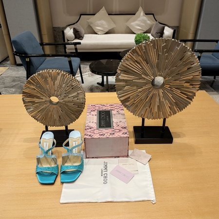 Jimmy Choo Azure color matching hot diamond rainbow wedding shoes series