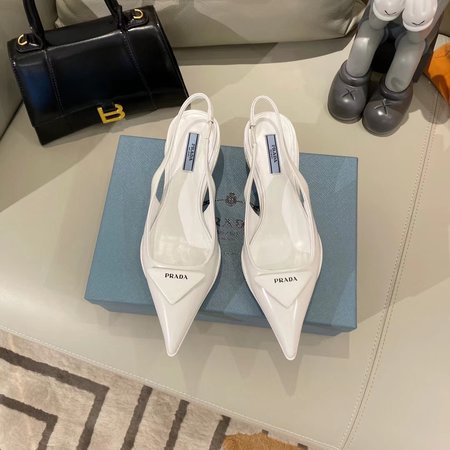 Prada Kitten Heels triangle pointed high heels