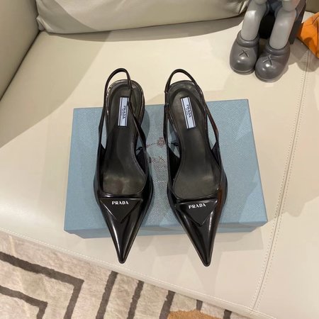 Prada Kitten Heels triangle pointed high heels