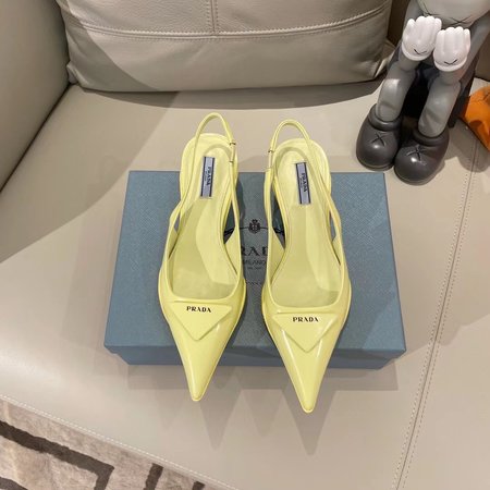 Prada Kitten Heels triangle pointed high heels