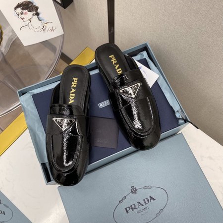 Prada Triangle Logo Slipper Mules