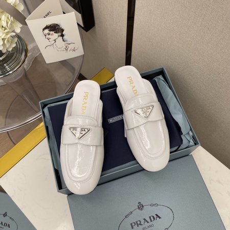 Prada Triangle Logo Slipper Mules