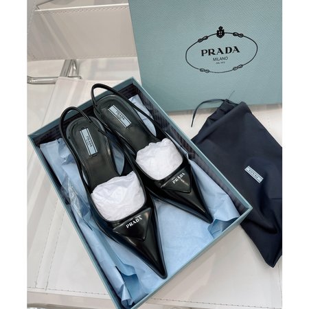 Prada Kitten Heels triangle pointed toe women s shoes