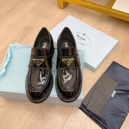 Prada Triangular buckle platform loafers