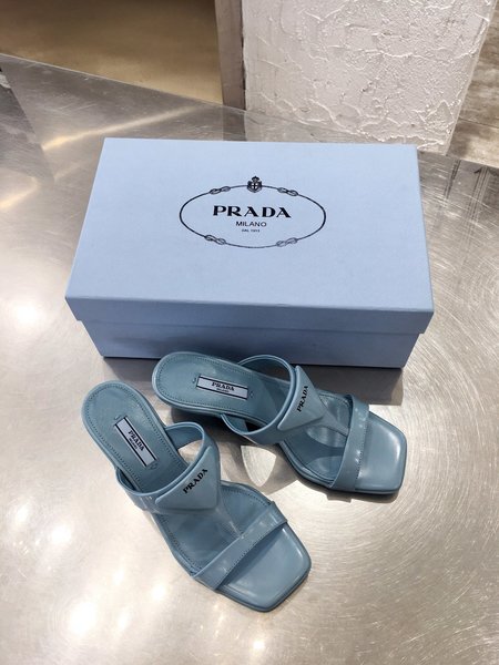 Prada Kitten Heels sharp fire sandals triangle logo