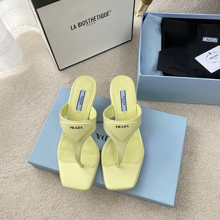 Prada Iconic triangle logo leather slippers