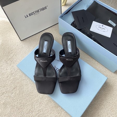 Prada Iconic triangle logo leather slippers