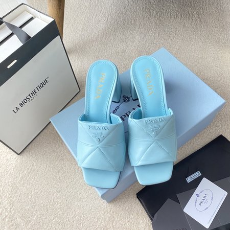 Prada Iconic triangle logo leather slippers