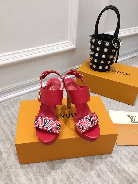 Louis Vuitton Calfskin sandals with heel height 10.5cm