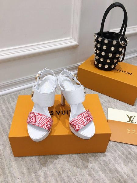 Louis Vuitton Calfskin sandals with heel height 10.5cm