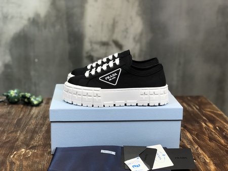 Prada Canvas platform shoes LOGO