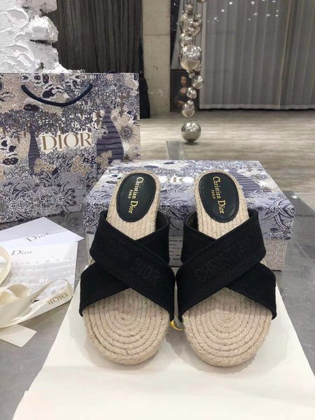 Dior Pattern jacquard embroidery gold thread Espadrilles classic logo embroidery design