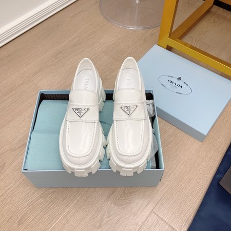 Prada Triangular buckle platform loafers