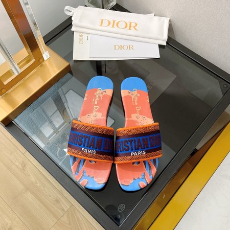 Dior one word embroidered slippers