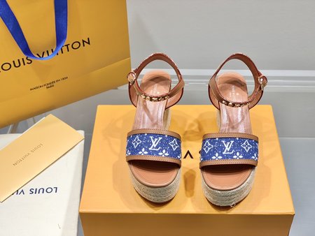 Louis Vuitton Straw WedGes Sandals