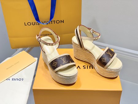 Louis Vuitton Straw WedGes Sandals