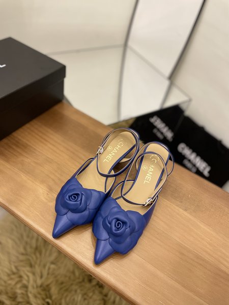 Chanel Sandals camellia flower design Italy imported sheepskin