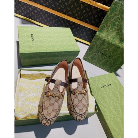 Gucci Roman Horsebit Loafers Calfskin/GG Canvas