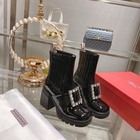 Roger Vivier diamond buckle high heel boots