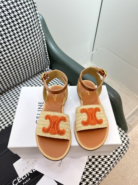 Celine straw slippers