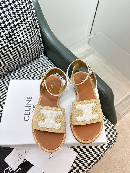 Celine straw slippers