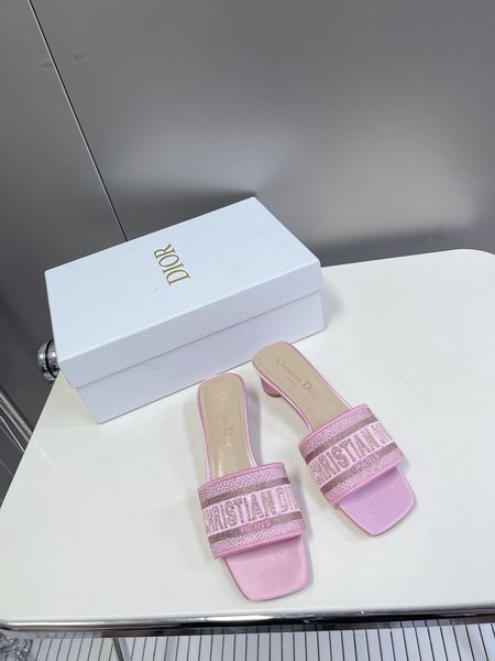 Dior classic block heel slippers