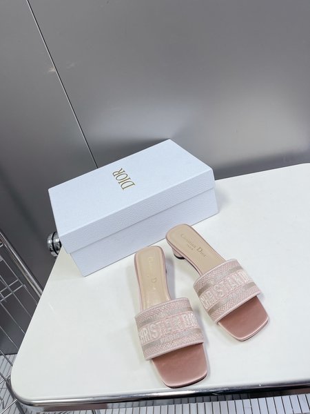 Dior classic block heel slippers