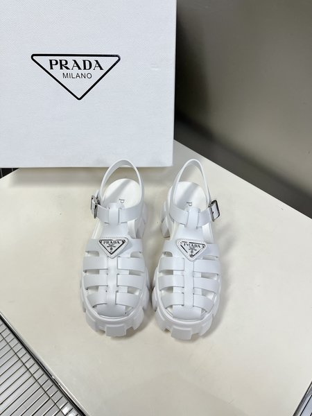 Prada woven platform rubber sandals