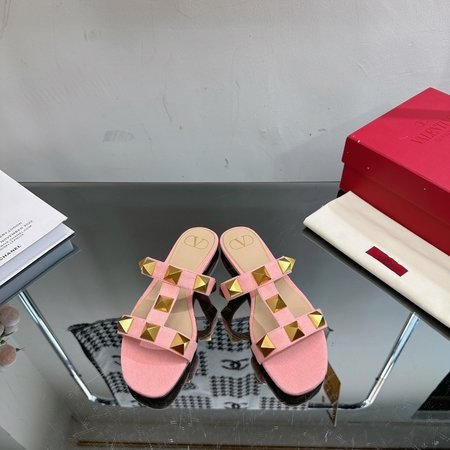 Valentino New Rock Studs element denim slippers