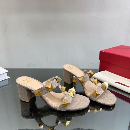 Valentino New Rock Studs element denim slippers