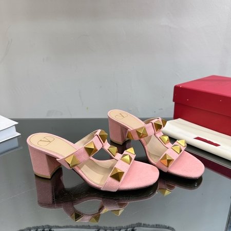 Valentino New Rock Studs element denim slippers